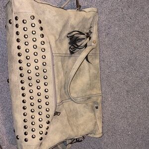 Studded Gray Women's Bag with silver accents
